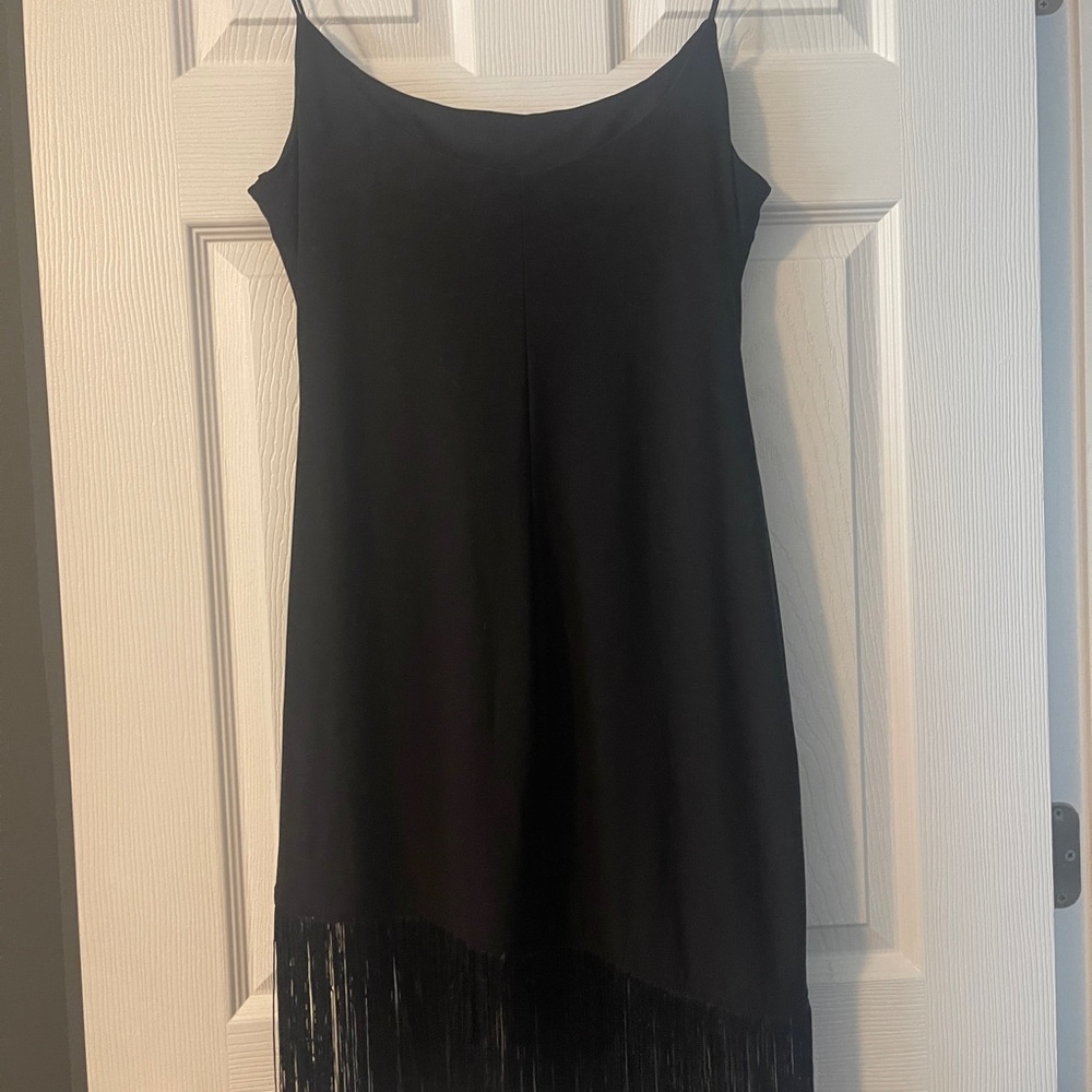B Darlin Black Mini Dress with Fringe - Picture 5 of 5